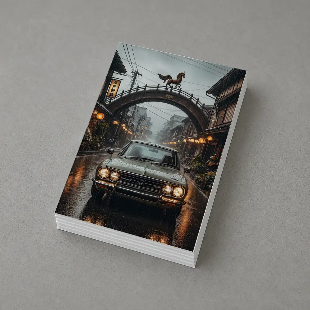 Honda Classic Car Rainy Japanese Street – Postcards