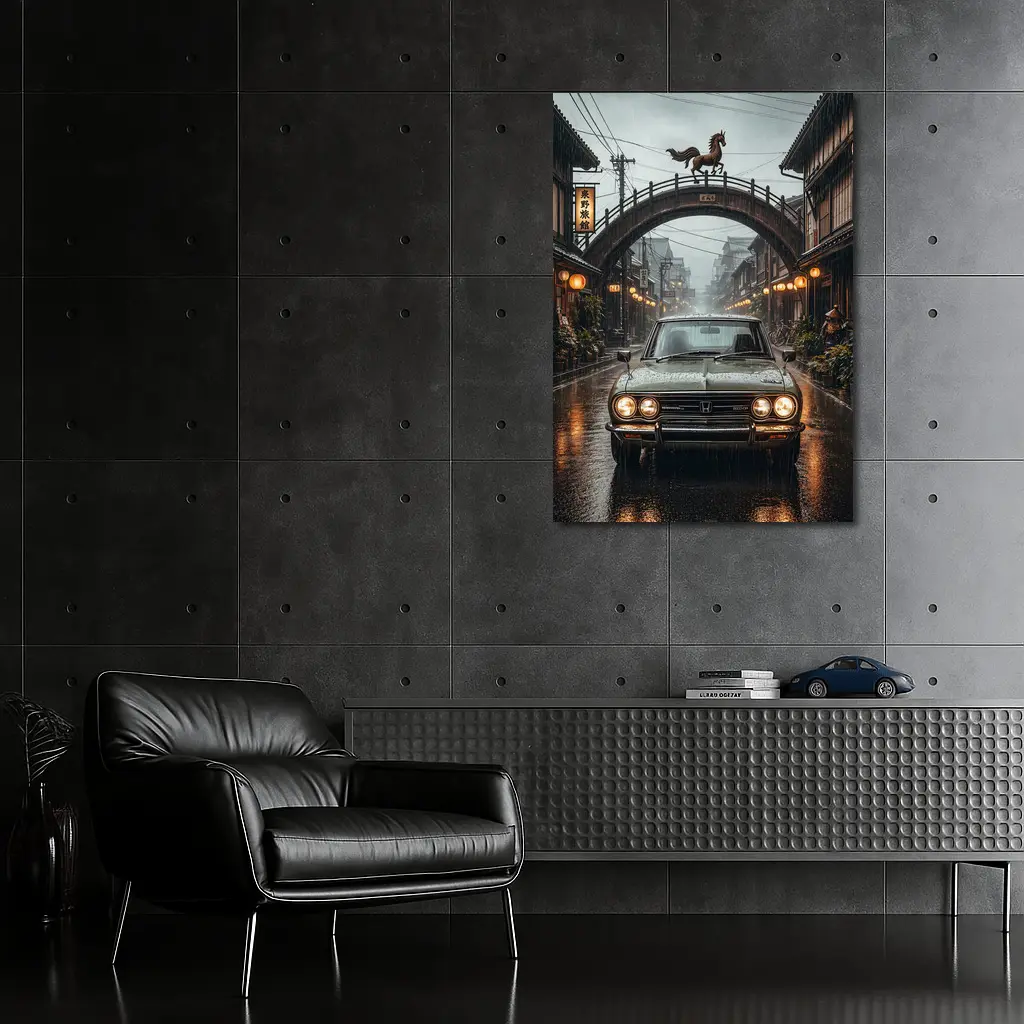 Honda Classic Car Rainy Japanese Street – Wall Art