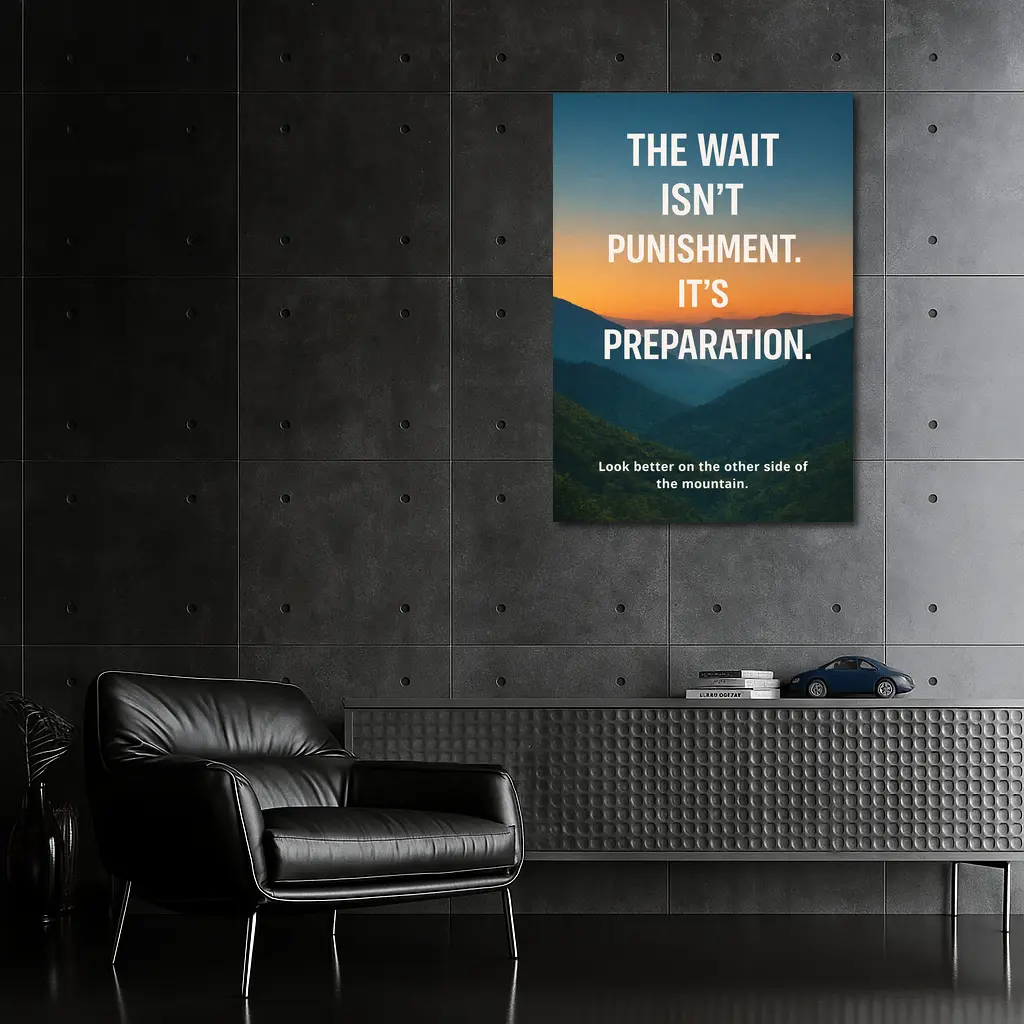 The Wait Is Preparation Mountain Sunset Quote – Wall Art