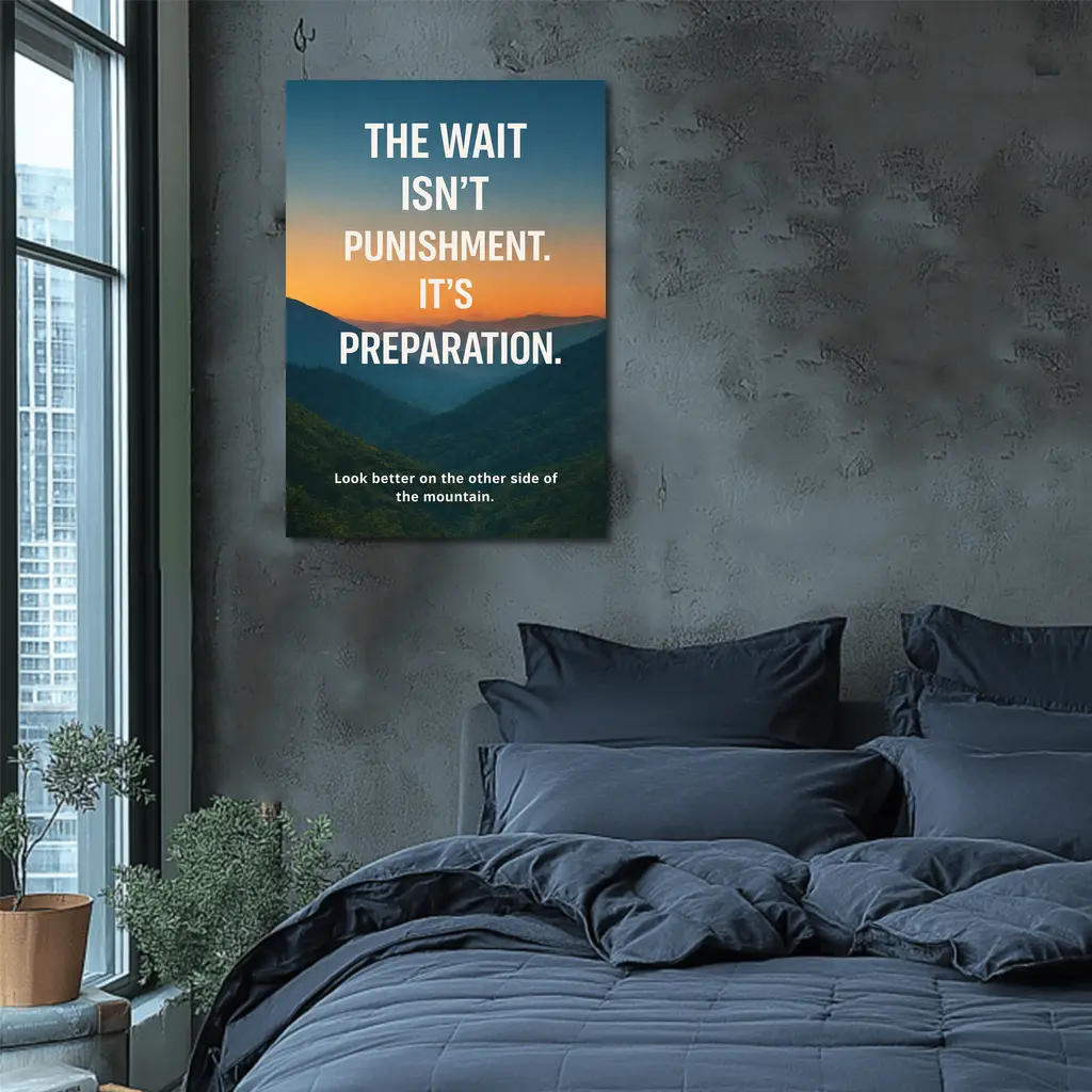 The Wait Is Preparation Mountain Sunset Quote – Wall Art