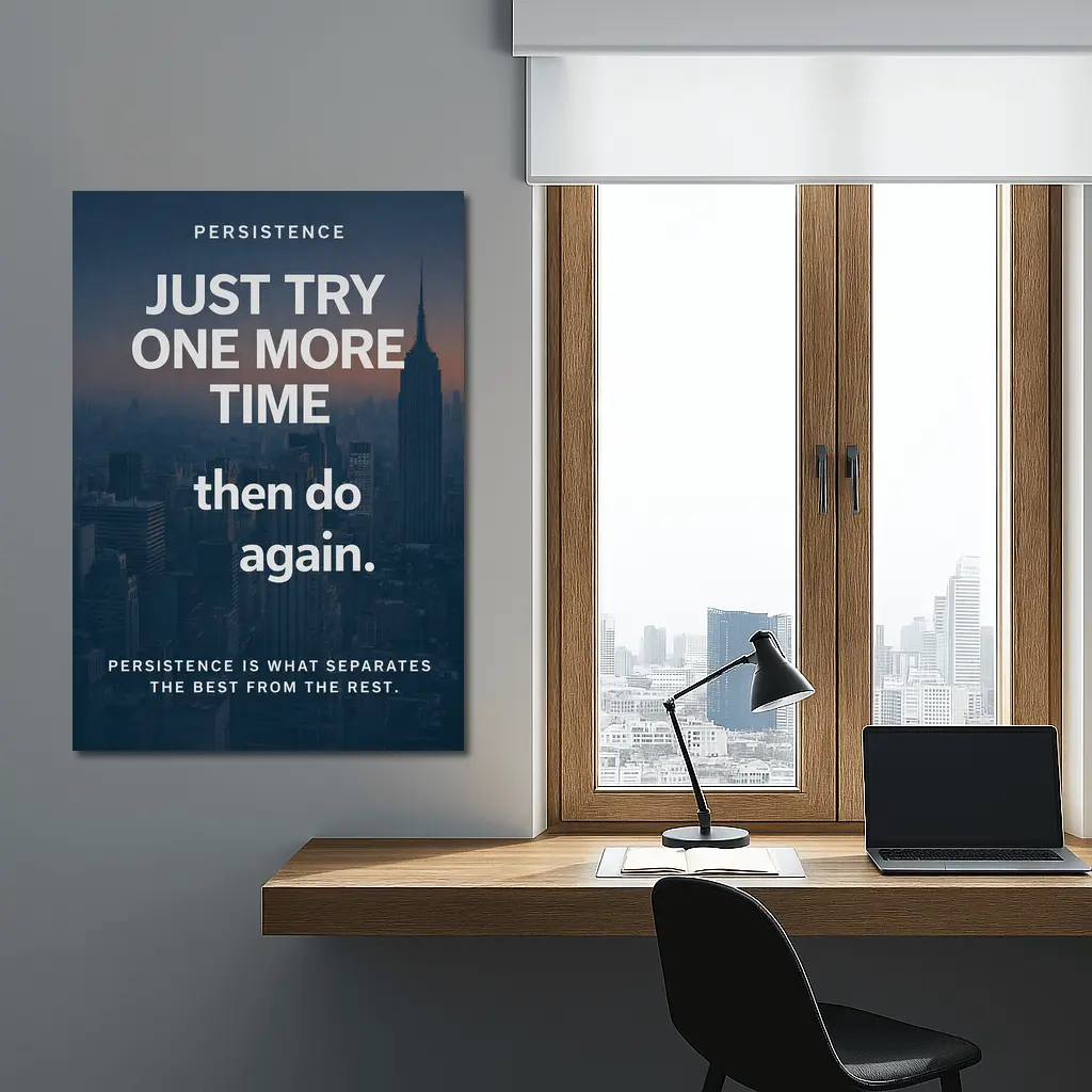 Persistence Quote City Skyline Dark Blue – Wall Art