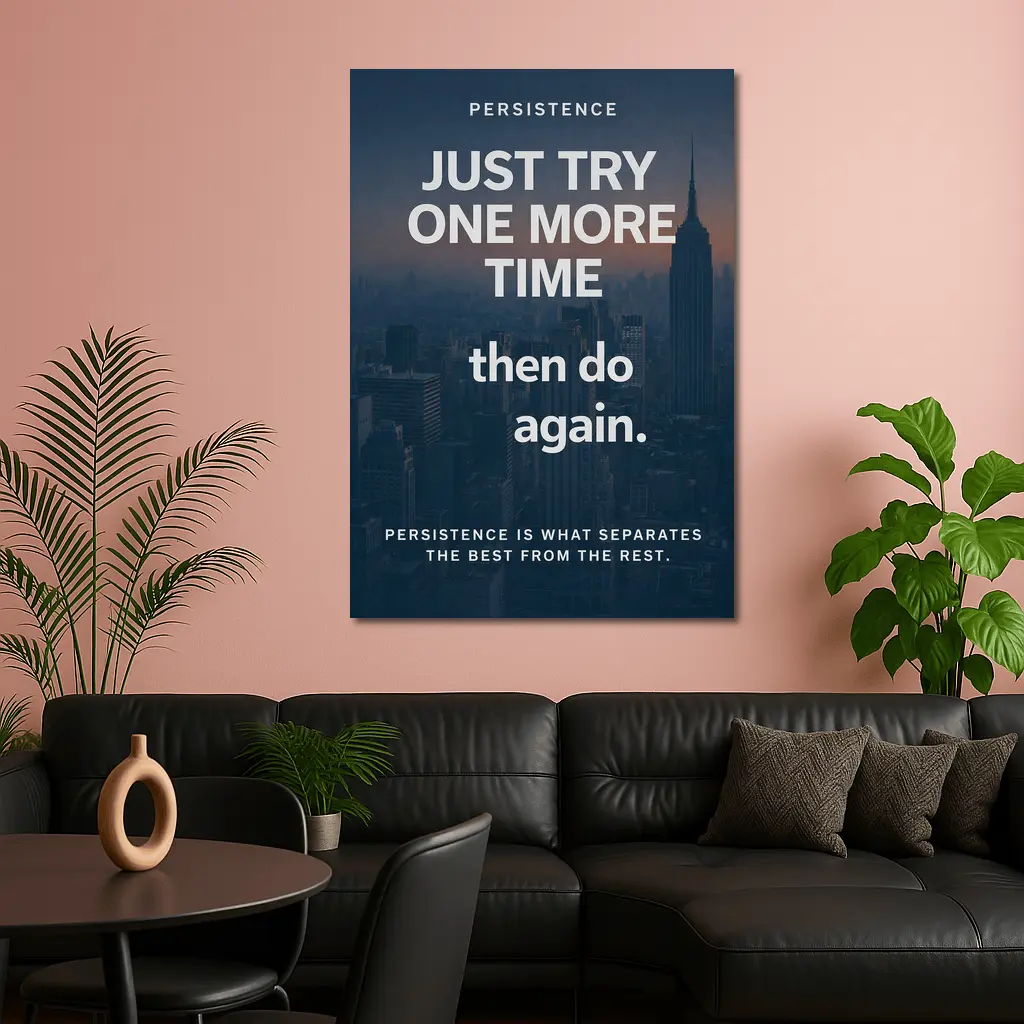 Persistence Quote City Skyline Dark Blue – Wall Art