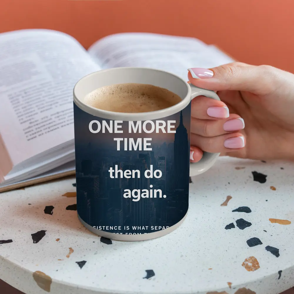 Persistence Quote City Skyline Dark Blue – Mugs