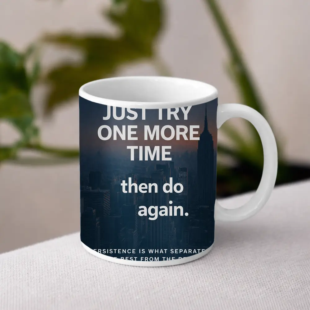 Persistence Quote City Skyline Dark Blue – Mugs