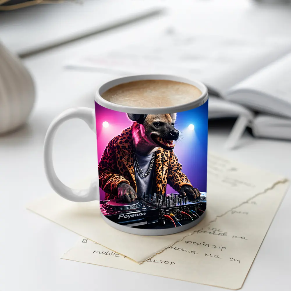 Hyena DJ Leopard Jacket Neon Club Night – Mugs