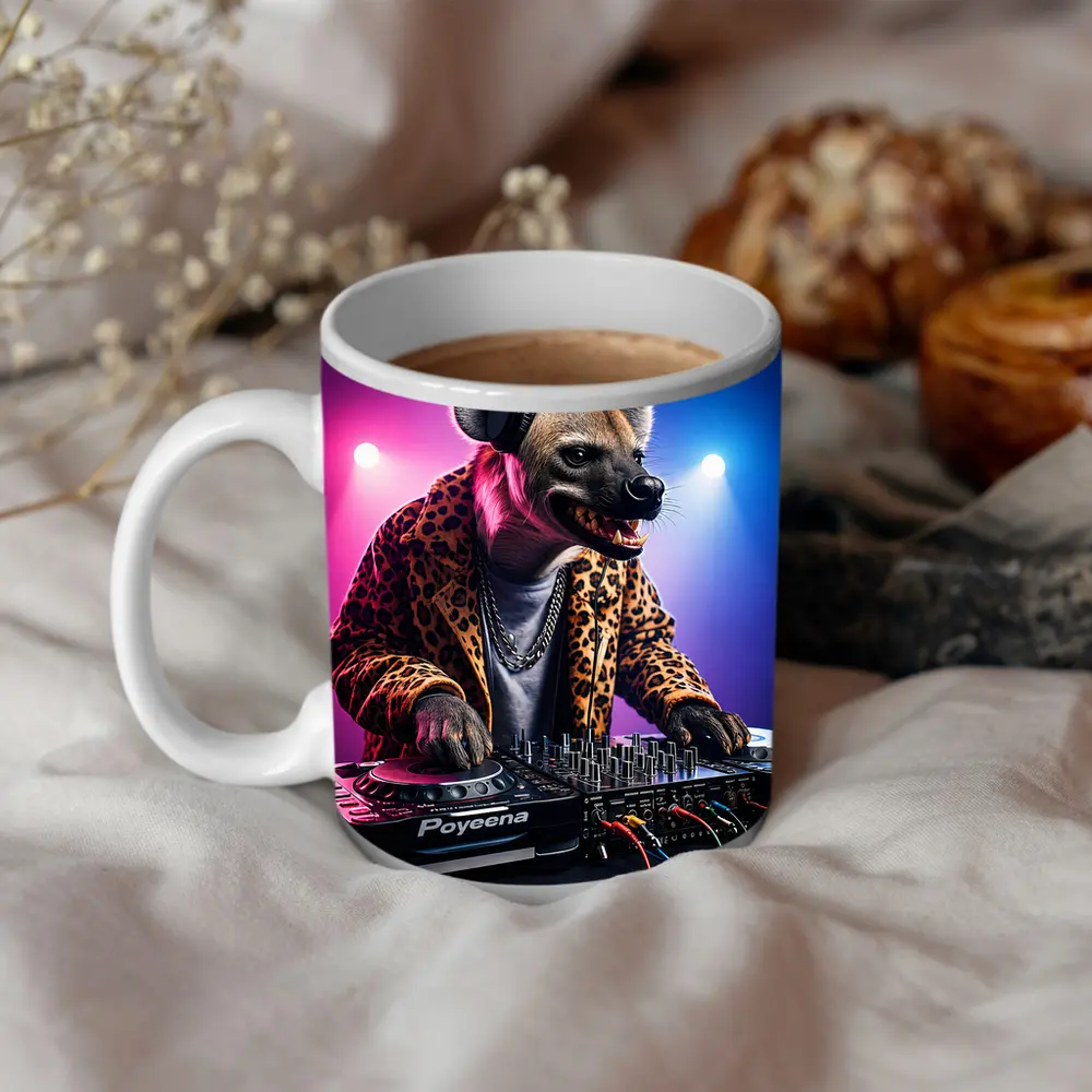 Hyena DJ Leopard Jacket Neon Club Night – Mugs