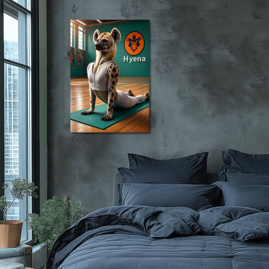 Hyena Doing Yoga Pose In Gym – Wall Art