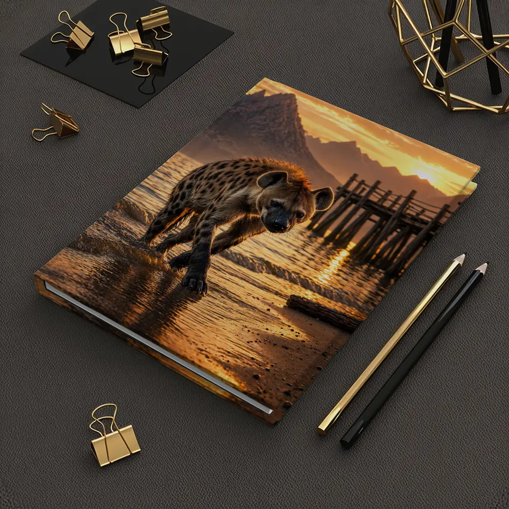 Spotted Hyena Walking Shore At Sunset – Notebooks