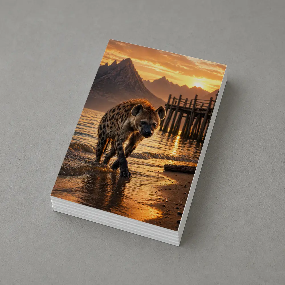 Spotted Hyena Walking Shore At Sunset – Postcards