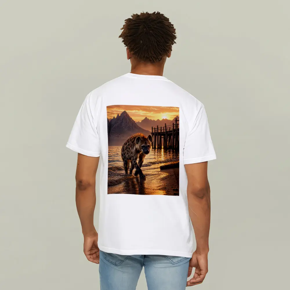 Spotted Hyena Walking Shore At Sunset – T-Shirts