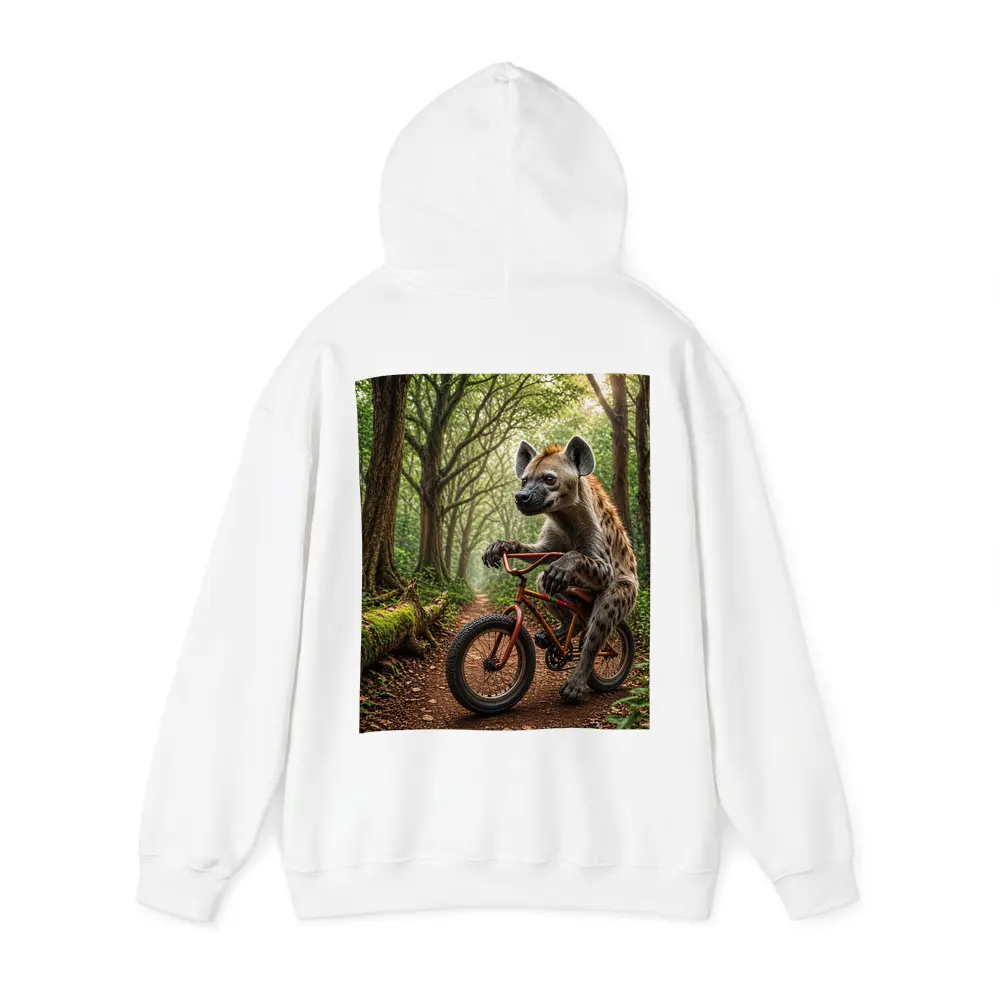 Hyena Riding Bicycle Through Forest Path – Hoodies