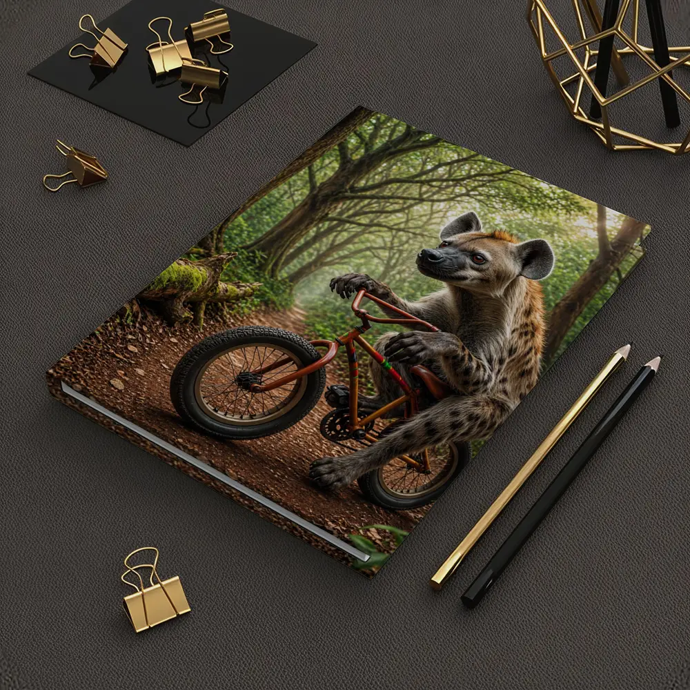 Hyena Riding Bicycle Through Forest Path – Notebooks