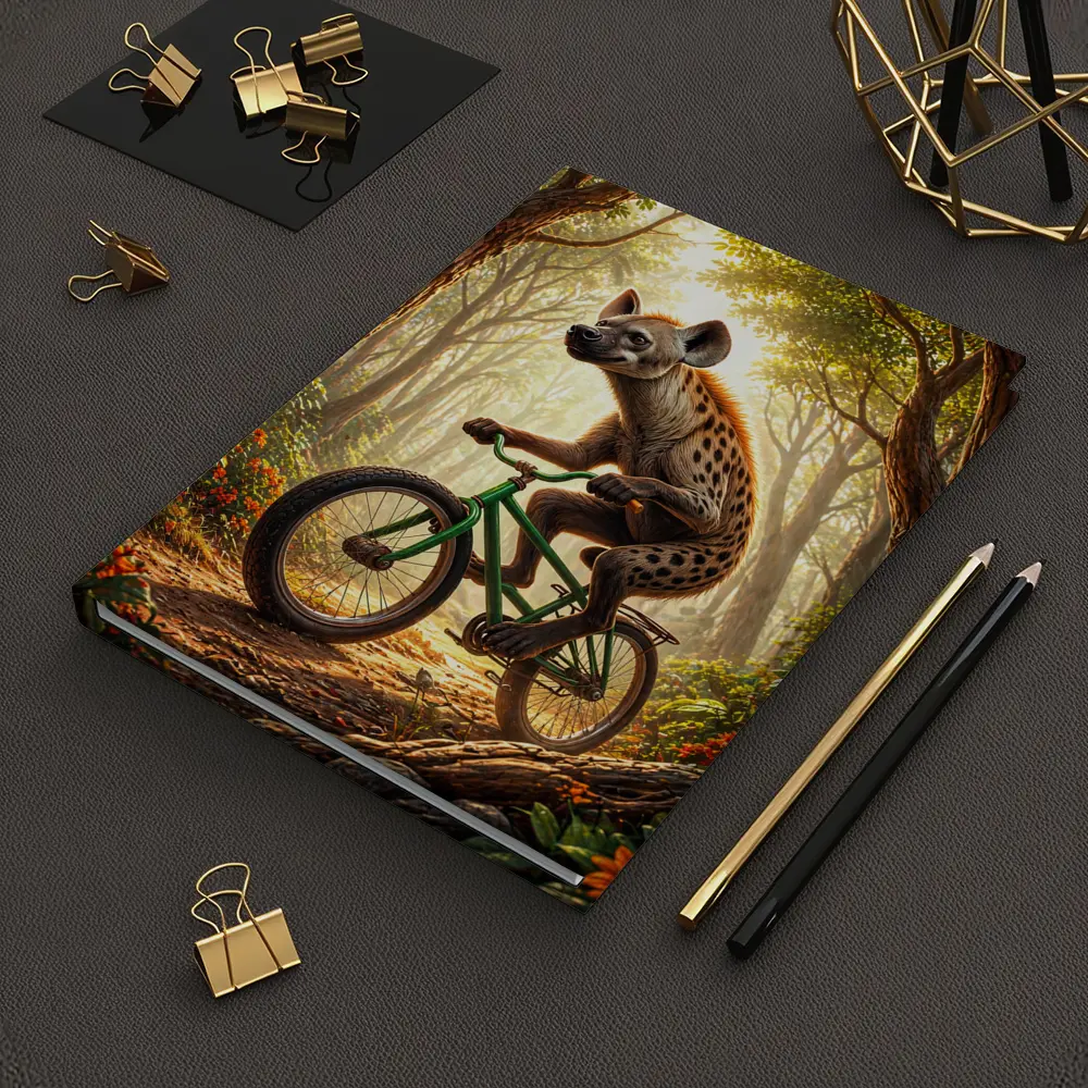 Hyena Riding Bicycle Through Forest – Notebooks