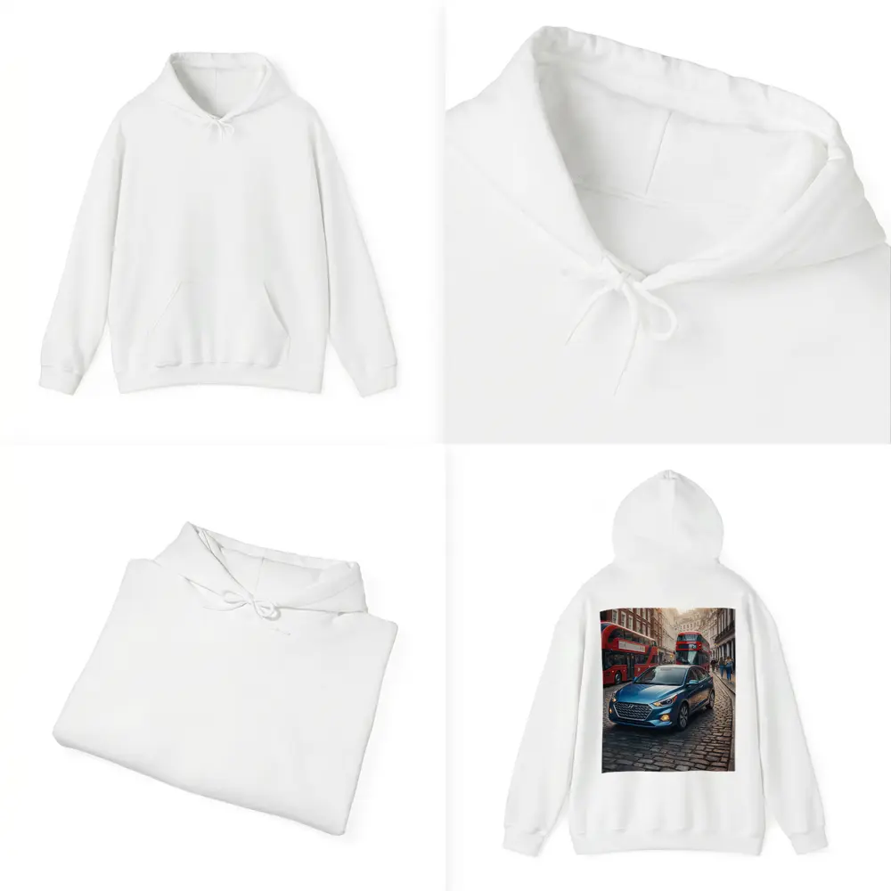 Hyundai Accent Blue Car London Street – Hoodies