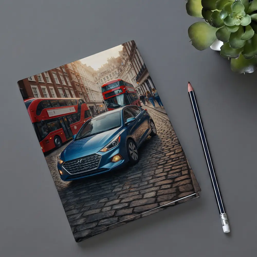 Hyundai Accent Blue Car London Street – Notebooks