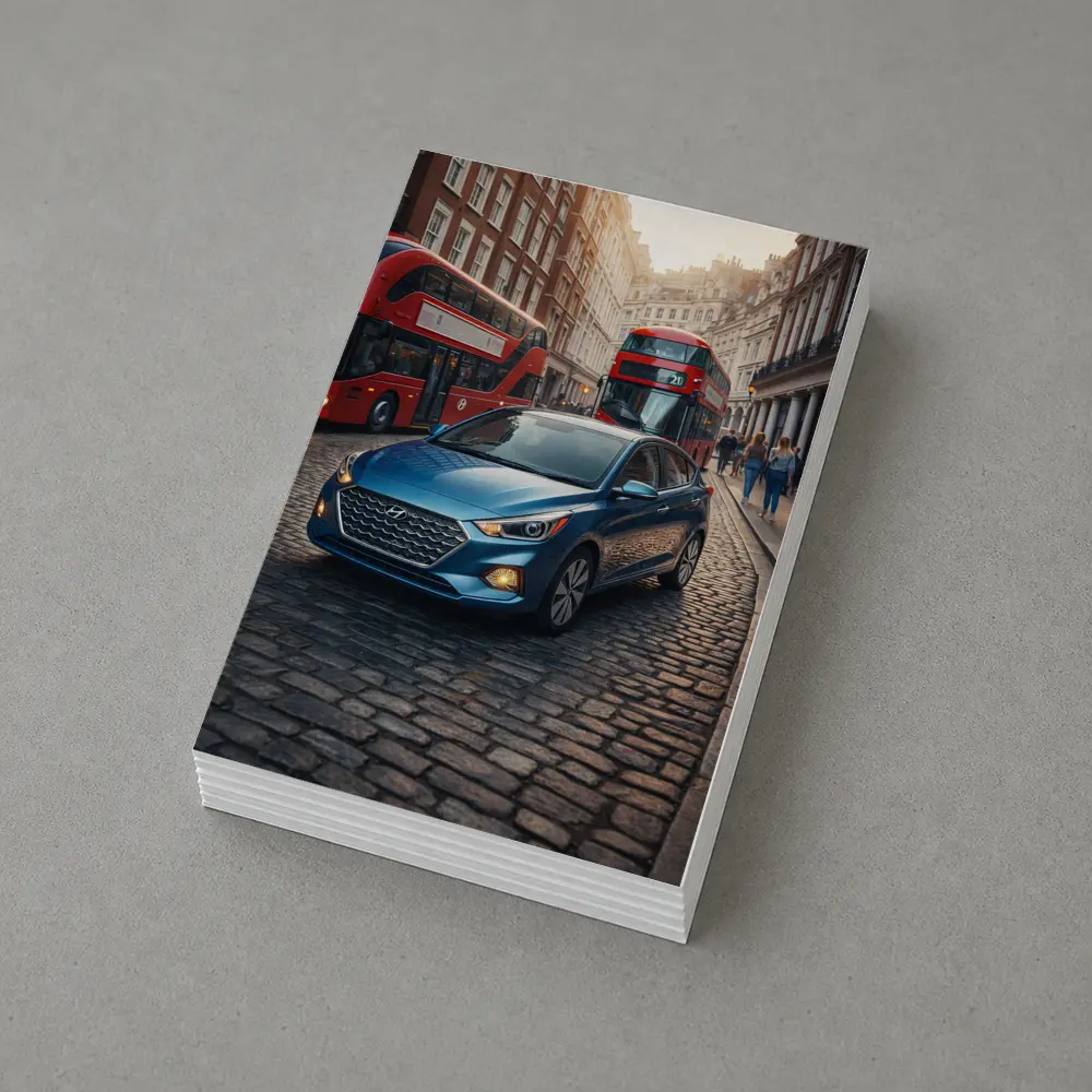 Hyundai Accent Blue Car London Street – Postcards