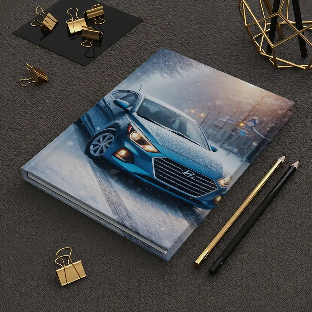 Hyundai Accent Blue Sedan Winter Snow Street – Notebooks