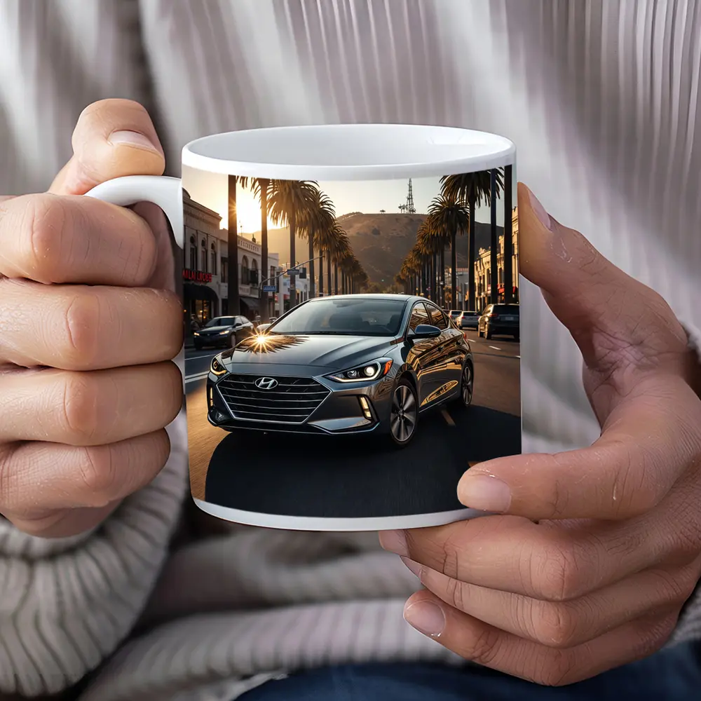 Hyundai Elantra Cruising Los Angeles Palm Boulevard – Mugs