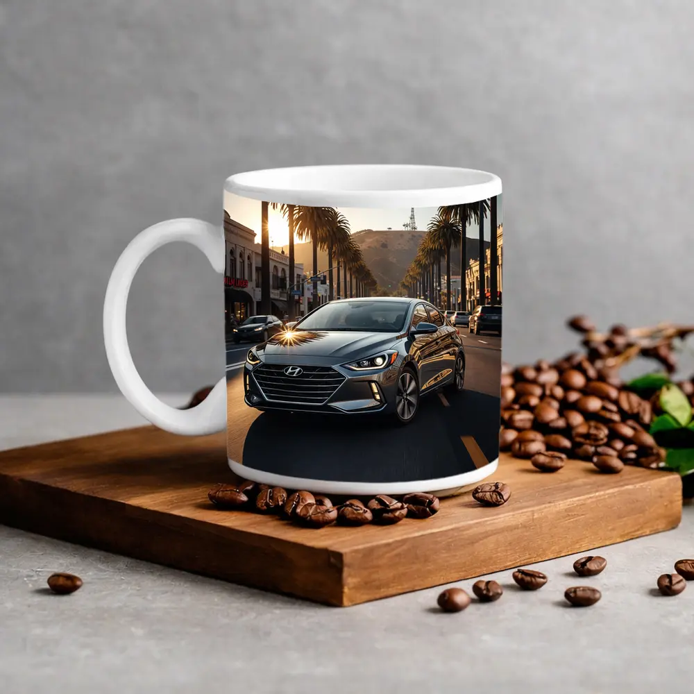 Hyundai Elantra Cruising Los Angeles Palm Boulevard – Mugs