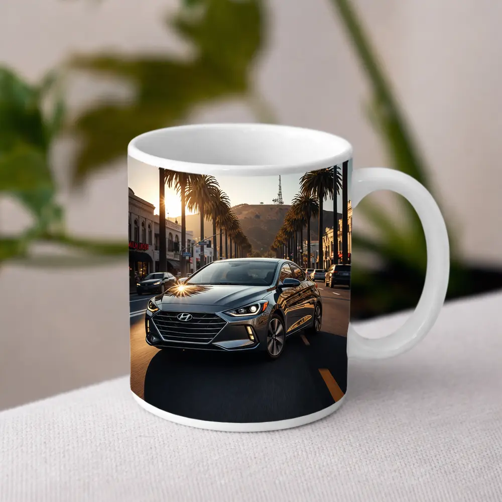 Hyundai Elantra Cruising Los Angeles Palm Boulevard – Mugs