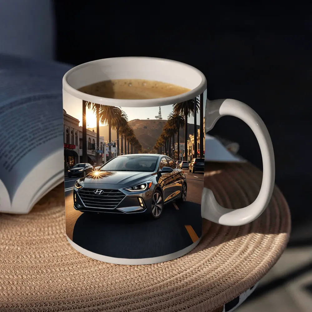 Hyundai Elantra Cruising Los Angeles Palm Boulevard – Mugs