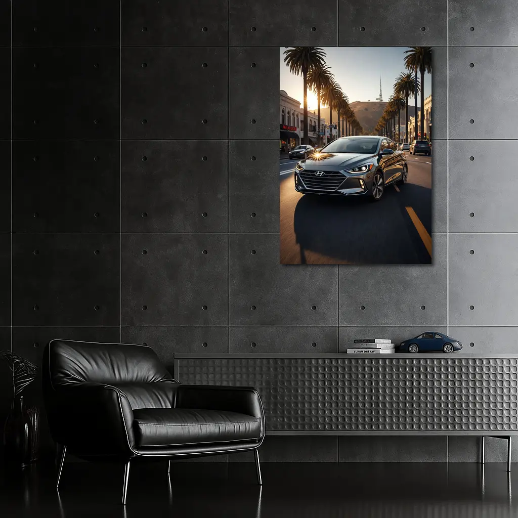 Hyundai Elantra Cruising Los Angeles Palm Boulevard – Wall Art