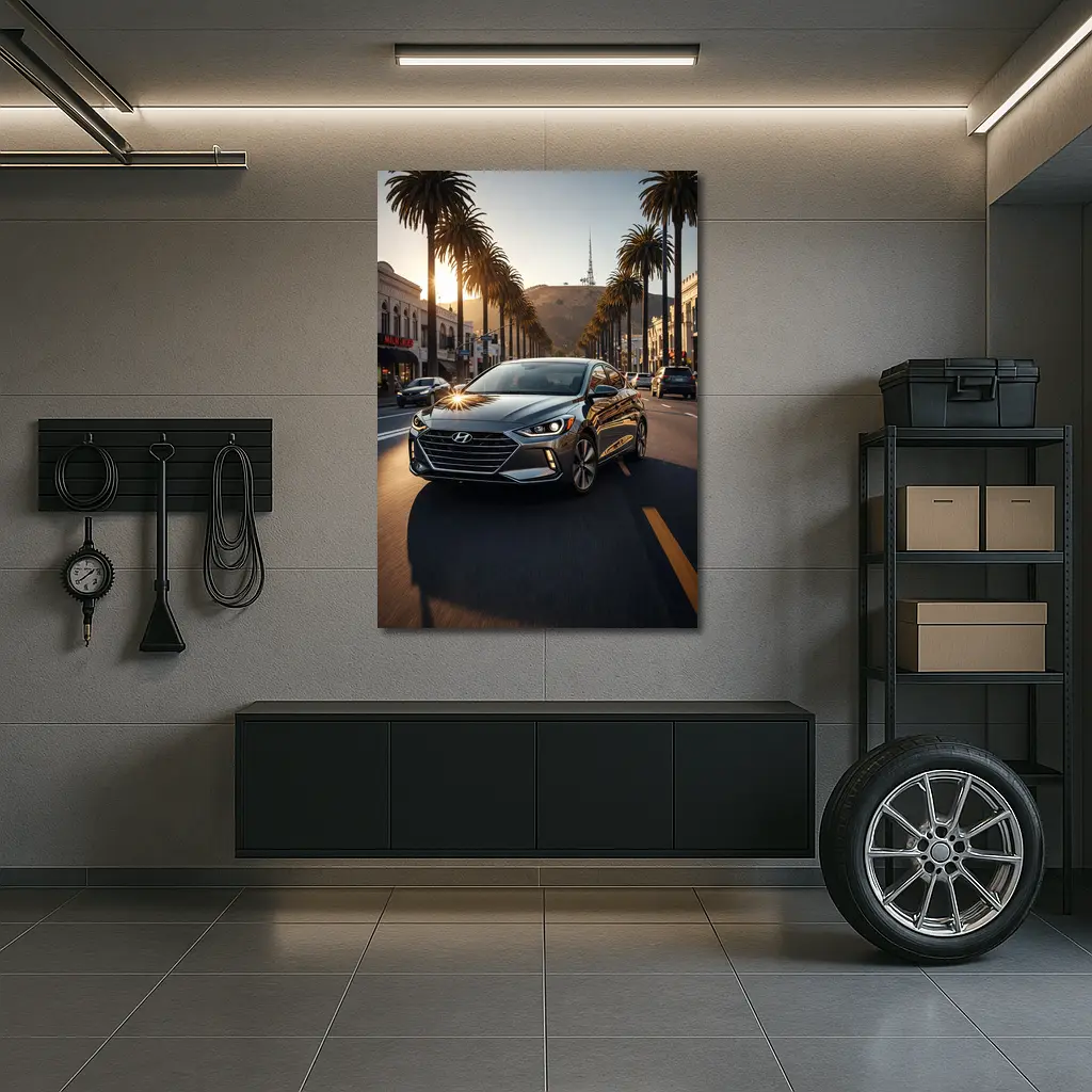Hyundai Elantra Cruising Los Angeles Palm Boulevard – Wall Art