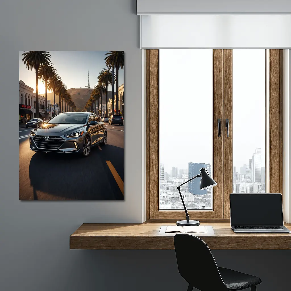 Hyundai Elantra Cruising Los Angeles Palm Boulevard – Wall Art