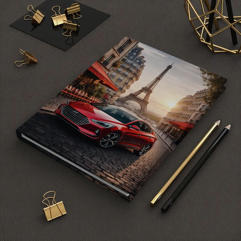 Hyundai Elantra Red Car Paris Street – Notebooks