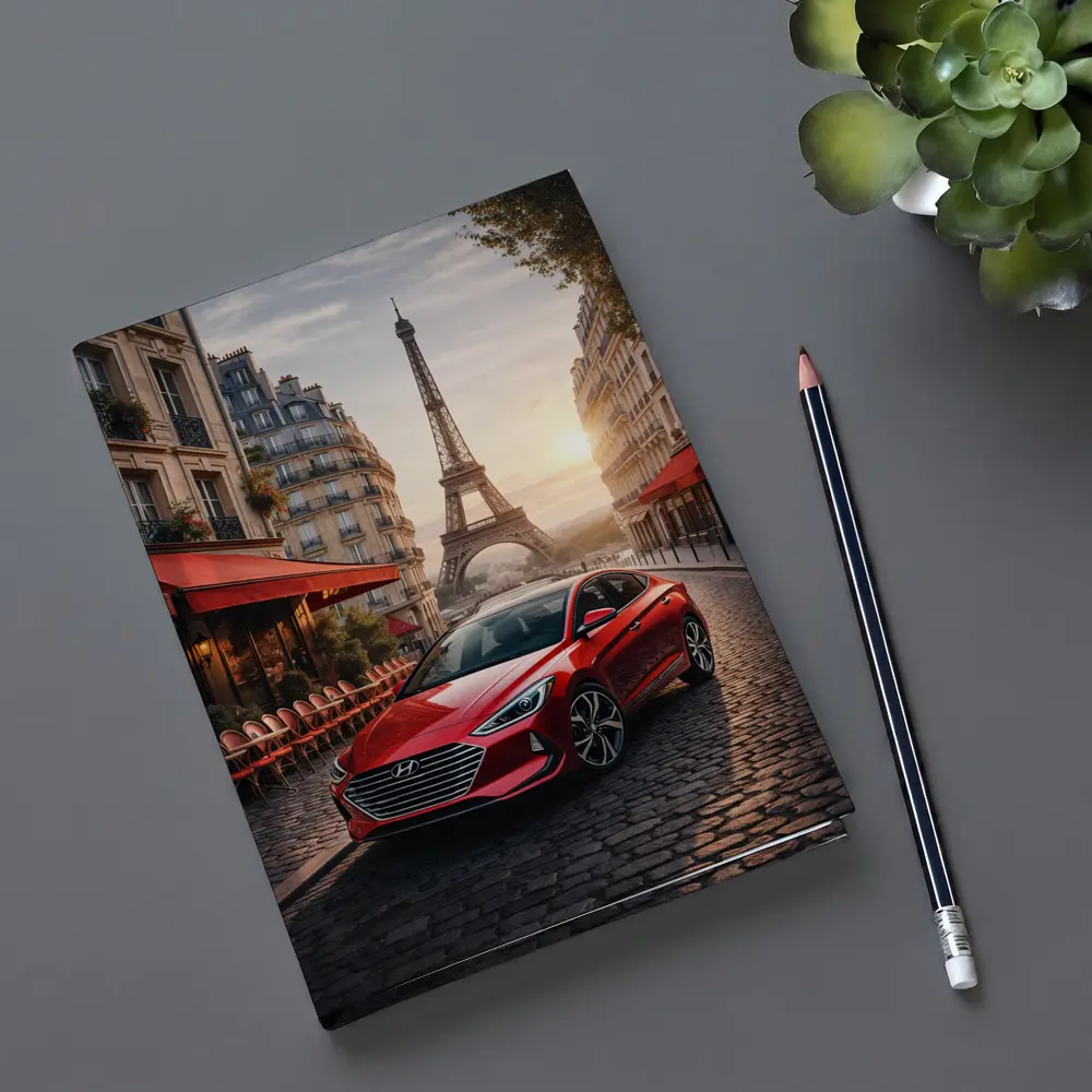 Hyundai Elantra Red Car Paris Street – Notebooks