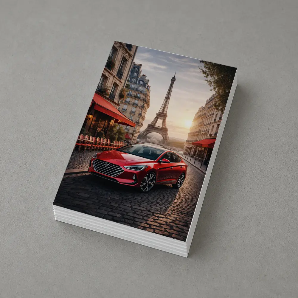 Hyundai Elantra Red Car Paris Street – Postcards