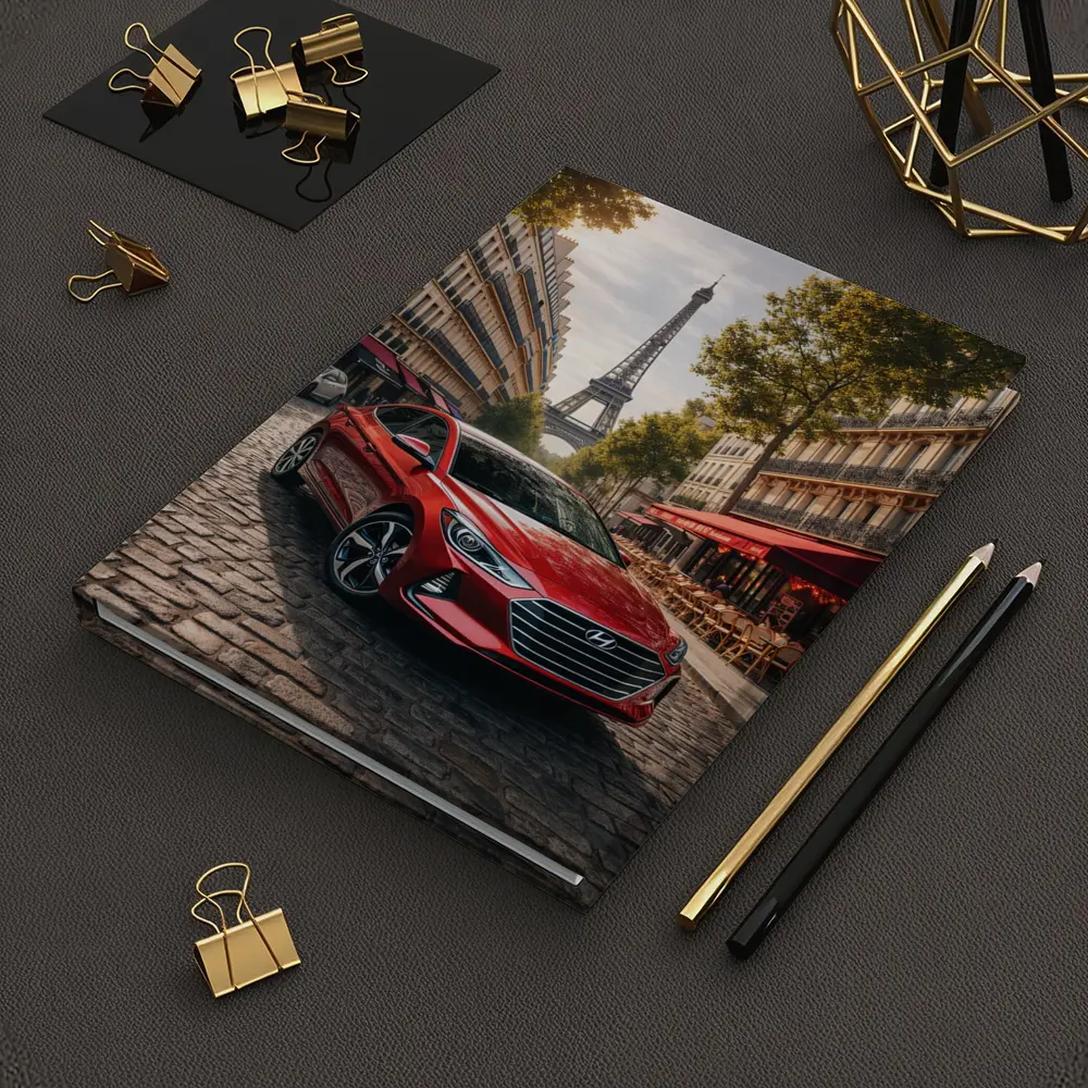 Hyundai Elantra Red Car Paris Street – Notebooks