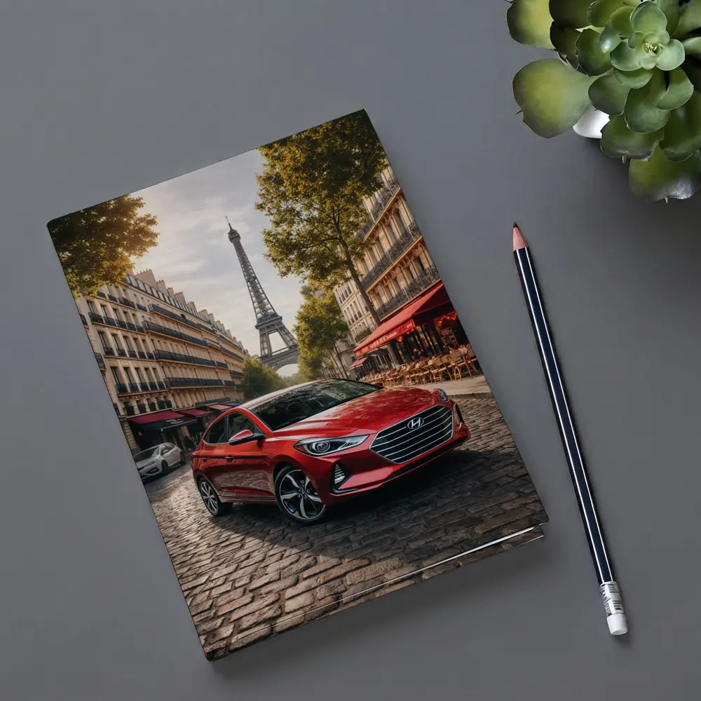 Hyundai Elantra Red Car Paris Street – Notebooks