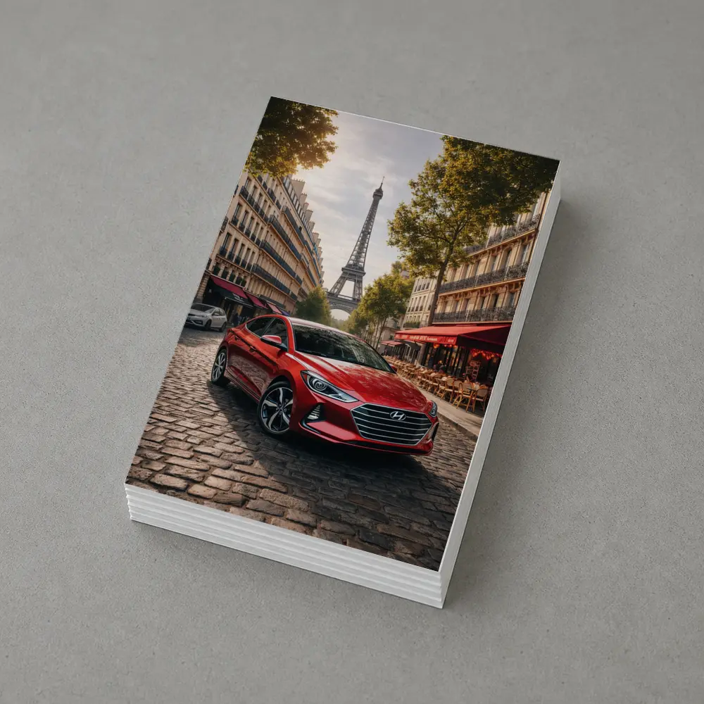 Hyundai Elantra Red Car Paris Street – Postcards