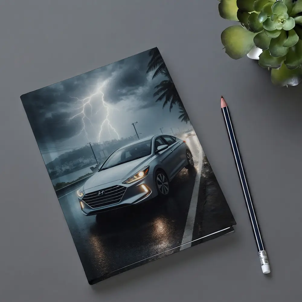 Hyundai Elantra Driving Through Stormy Night – Notebooks