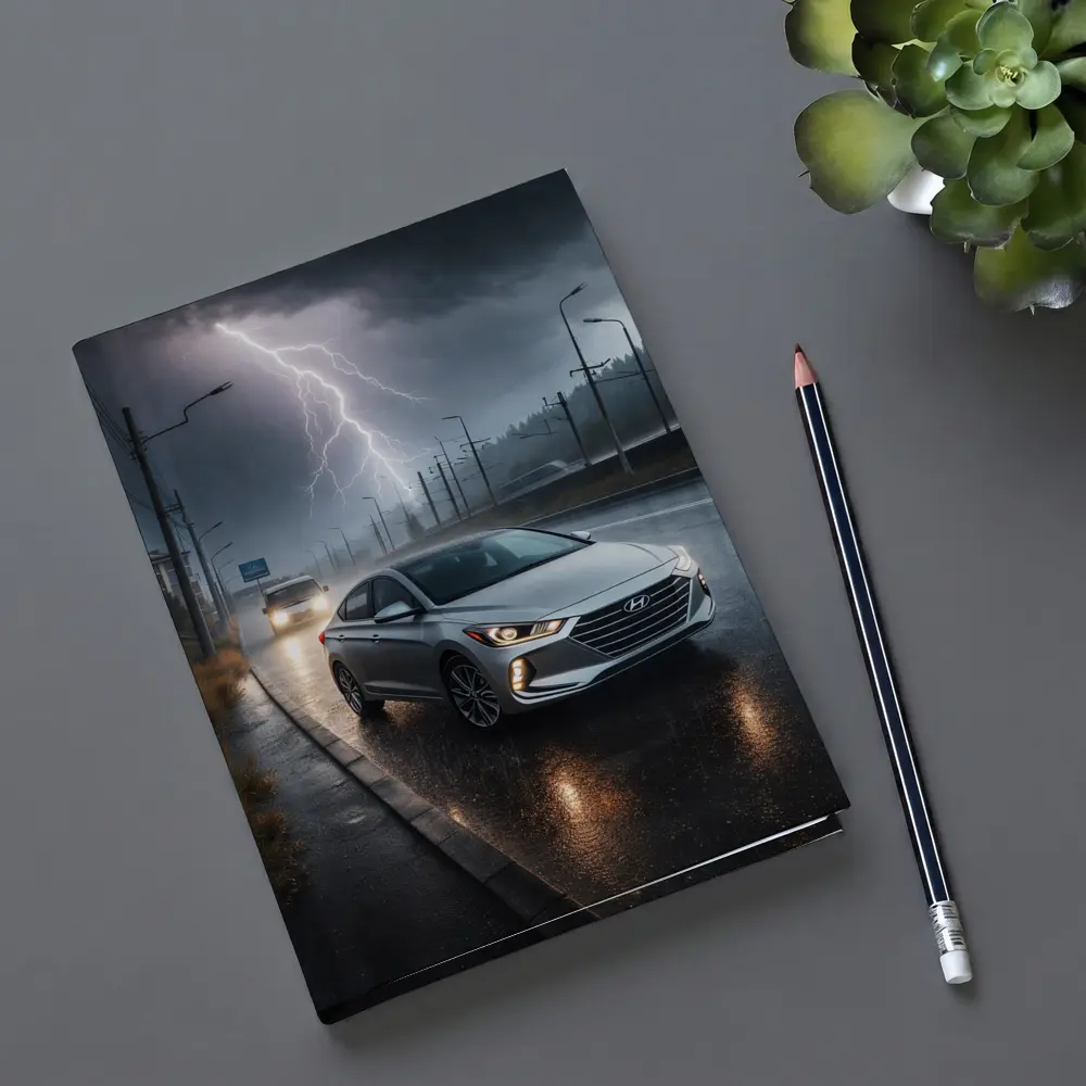 Hyundai Elantra Driving Through Stormy Night – Notebooks