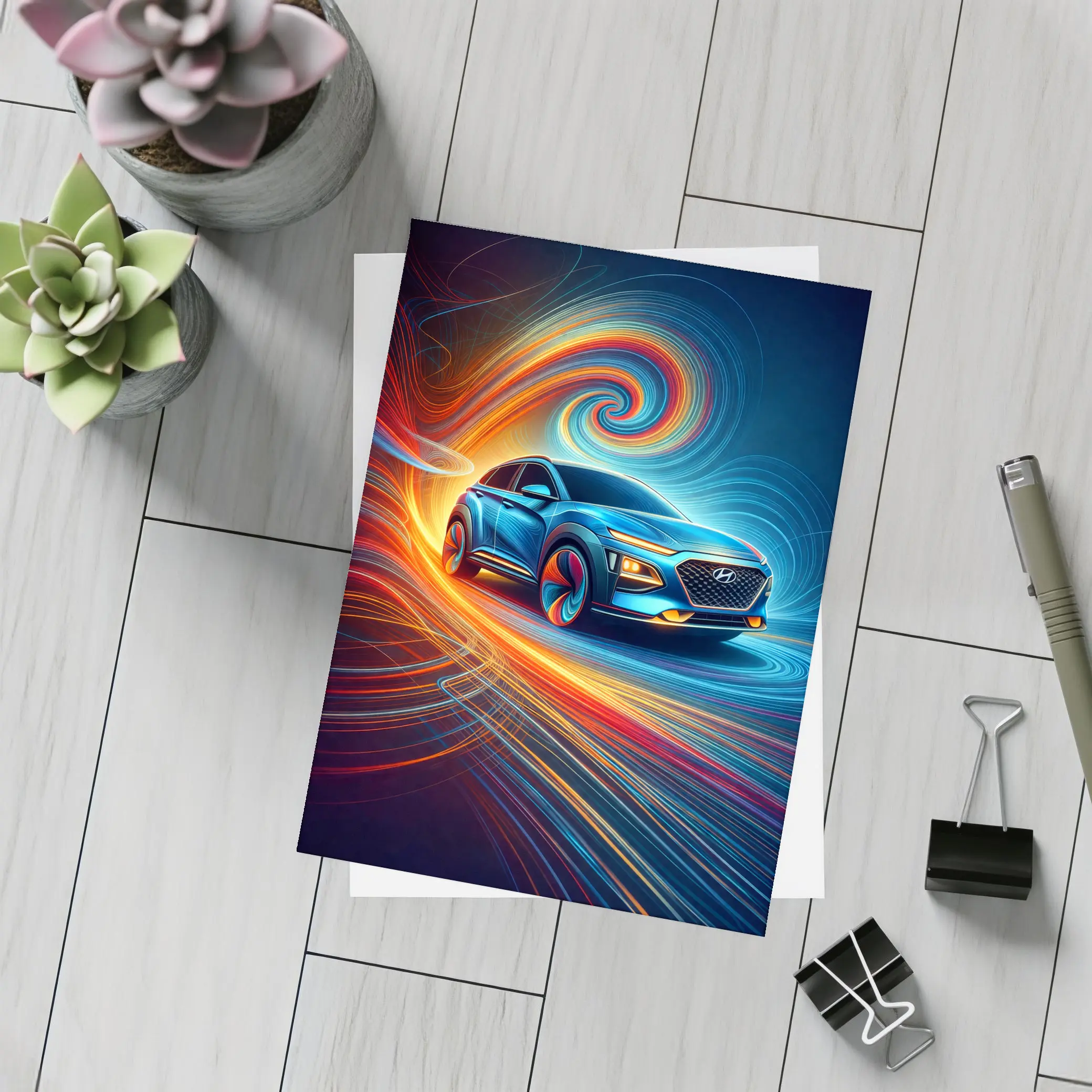Hyundai Kona SUV Abstract Swirl Art – Postcards