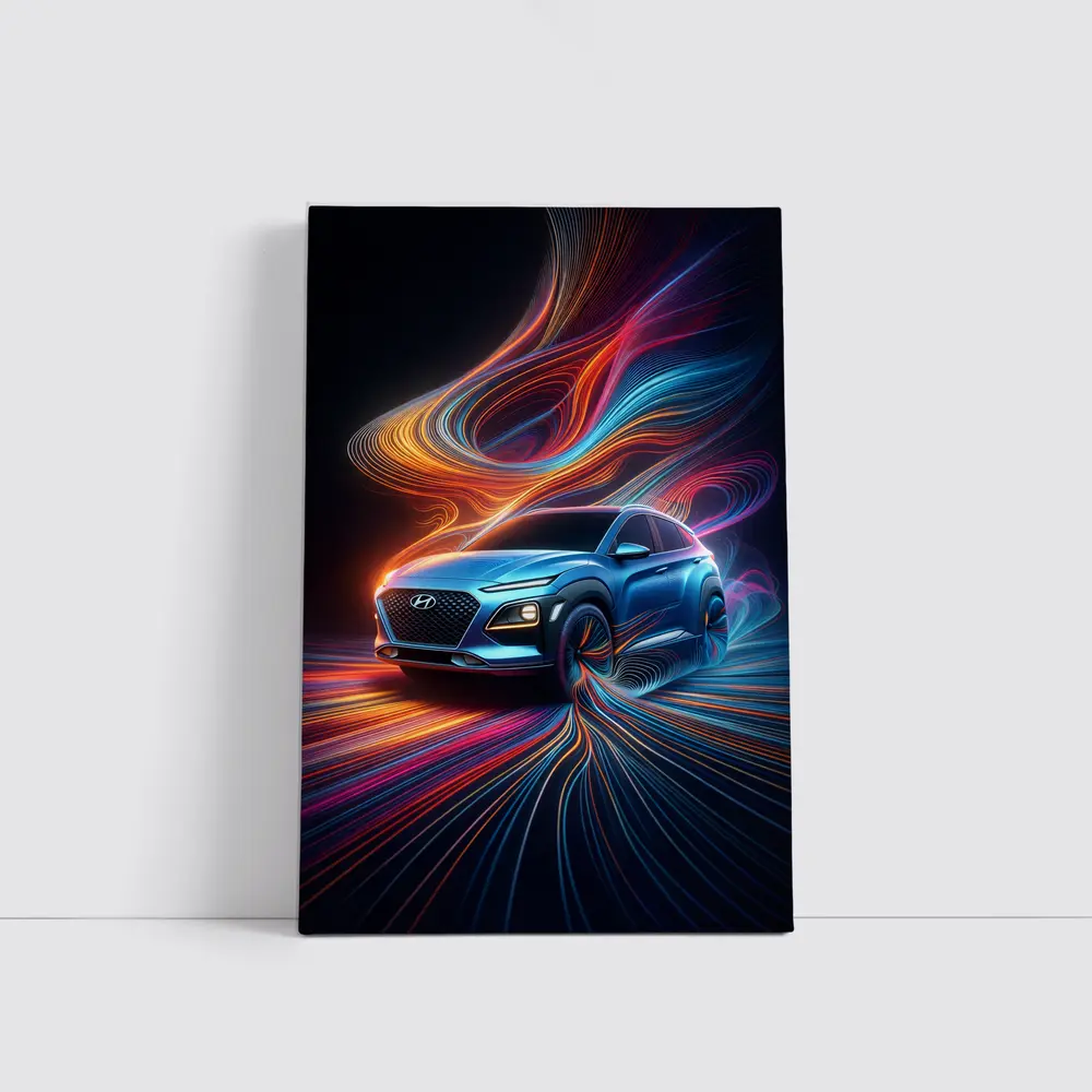 Hyundai Kona Neon Abstract Speed Art – Wall Art