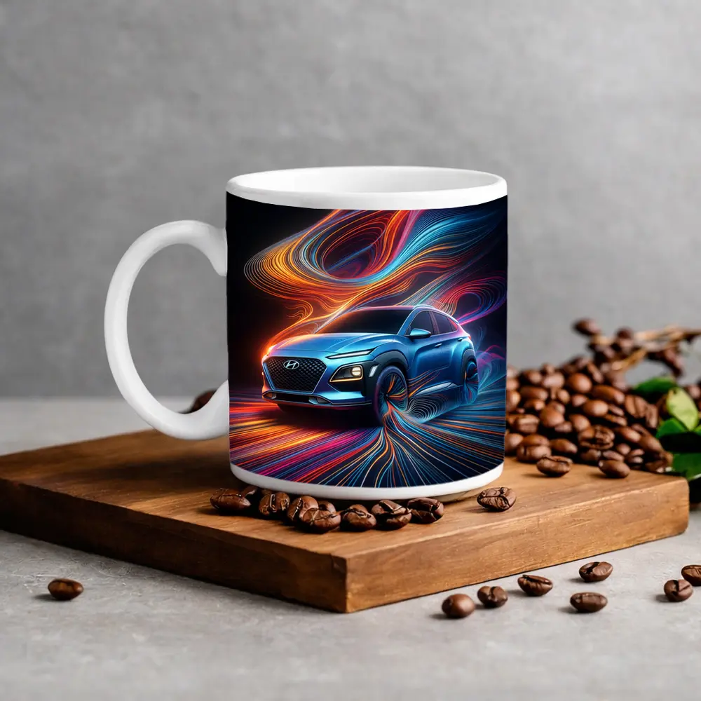 Hyundai Kona Neon Abstract Speed Art – Mugs