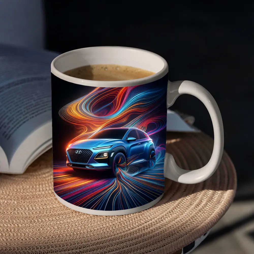 Hyundai Kona Neon Abstract Speed Art – Mugs