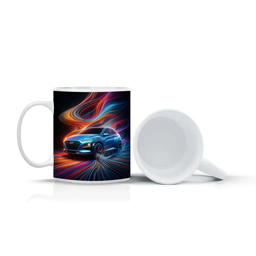 Hyundai Kona Neon Abstract Speed Art – Mugs