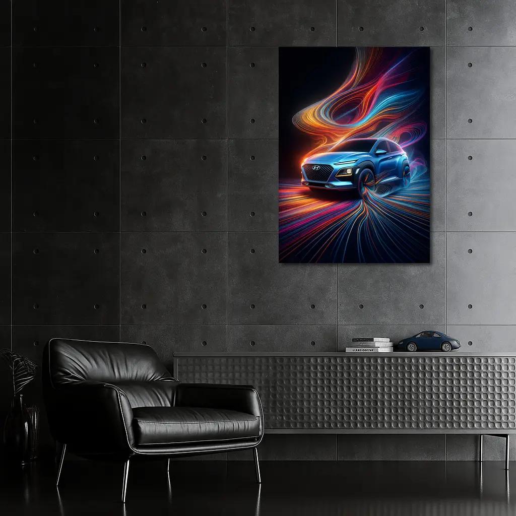 Hyundai Kona Neon Abstract Speed Art – Wall Art