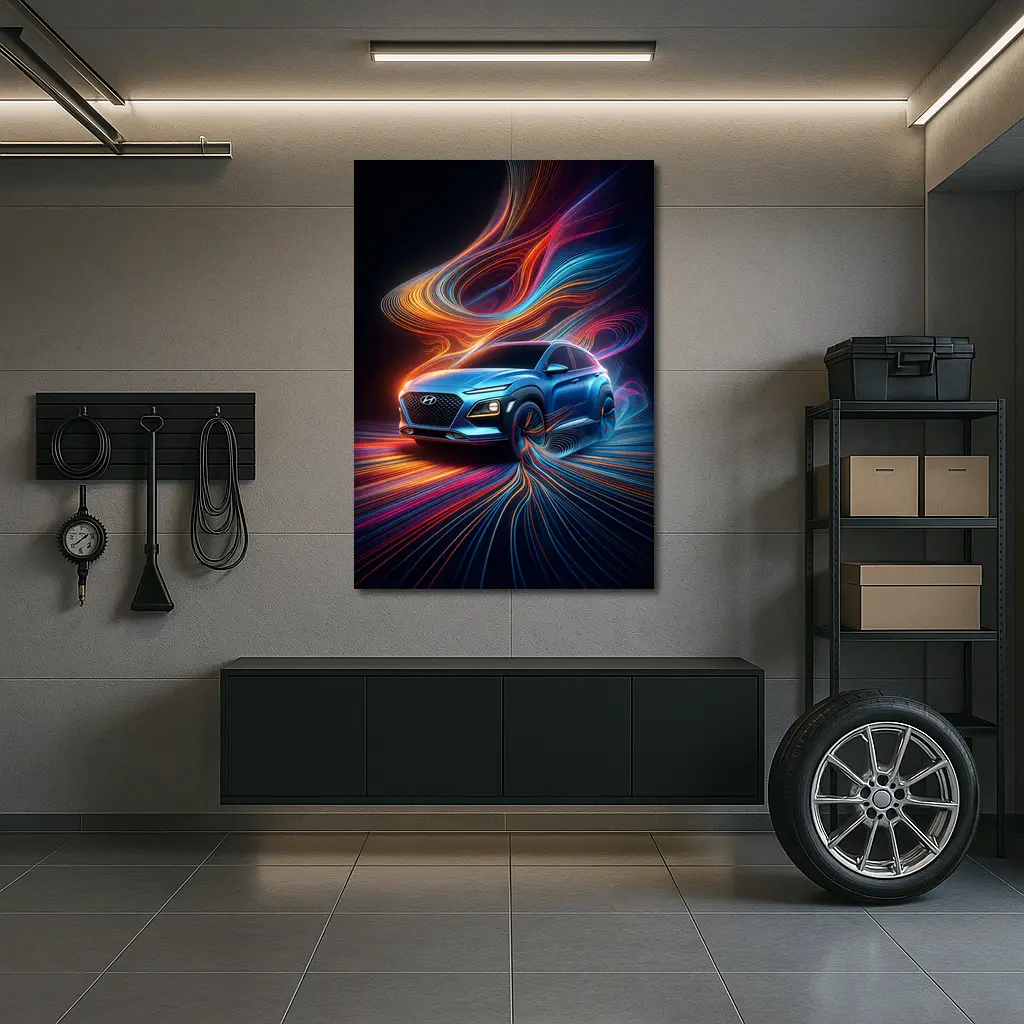 Hyundai Kona Neon Abstract Speed Art – Wall Art