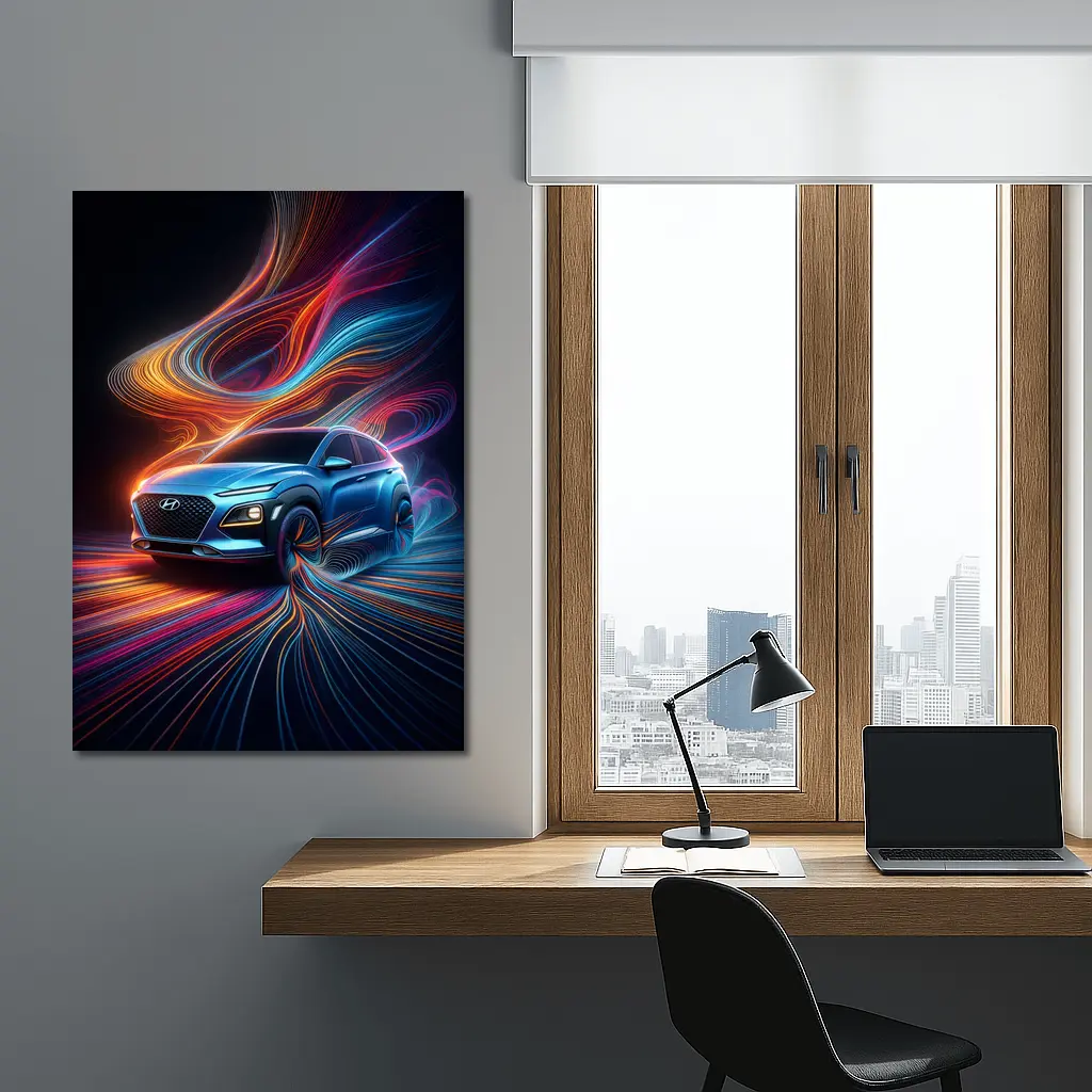 Hyundai Kona Neon Abstract Speed Art – Wall Art