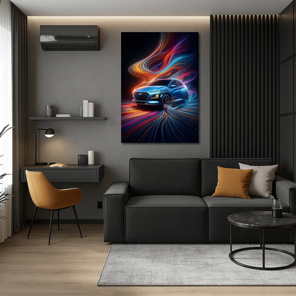 Hyundai Kona Neon Abstract Speed Art – Wall Art