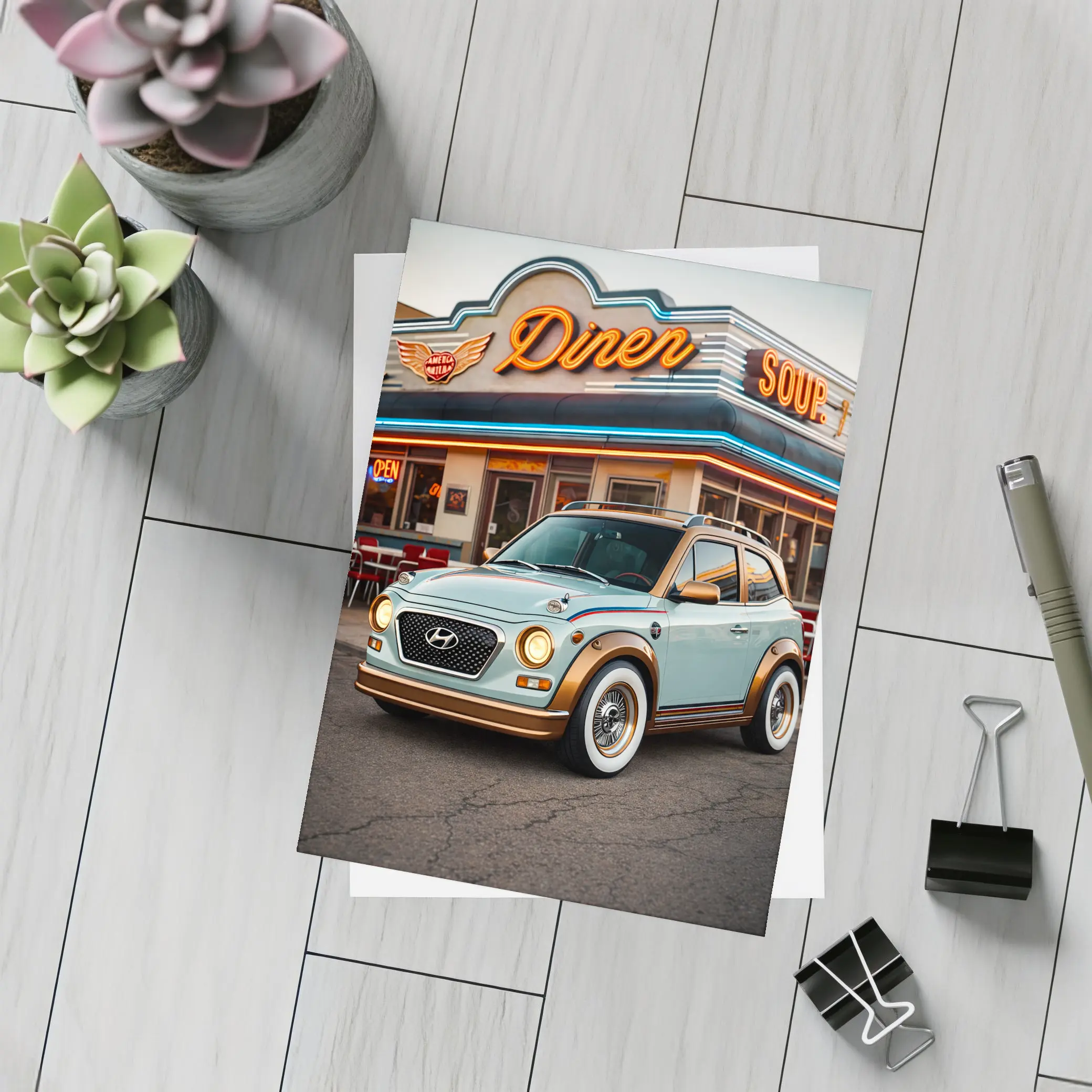 Hyundai Kona Retro Style Classic Diner – Postcards