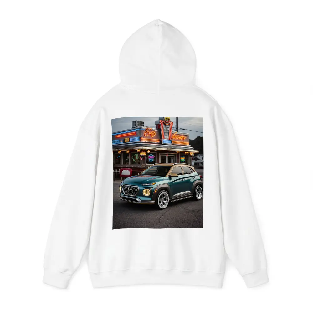 Hyundai Kona Parked Outside Retro Diner – Hoodies