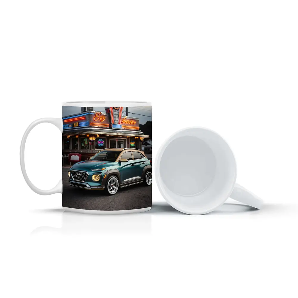 Hyundai Kona Parked Outside Retro Diner – Mugs