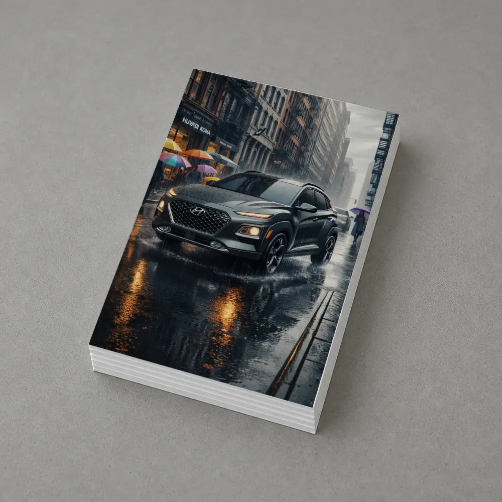 Hyundai Kona Rainy City Street Scene – Postcards