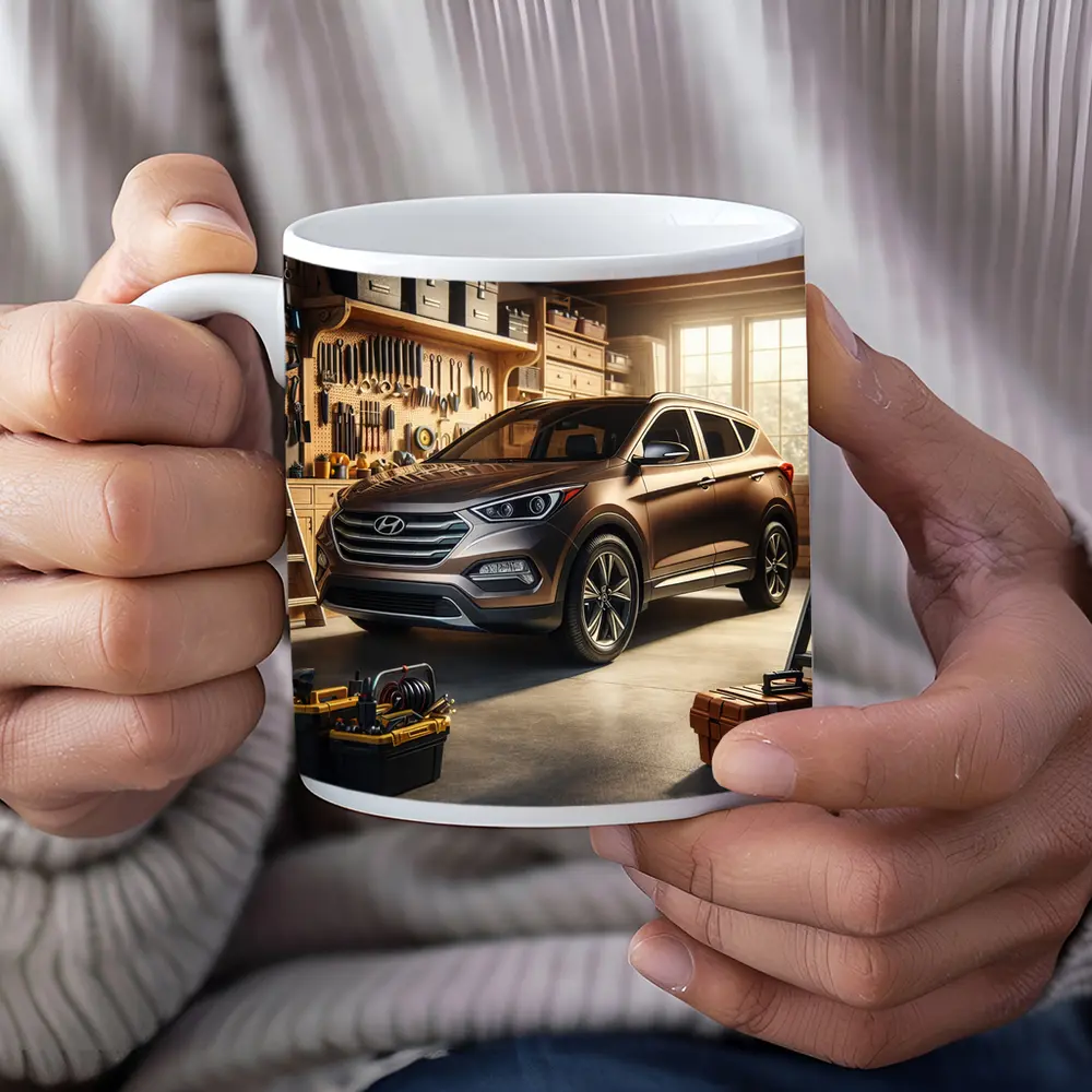 Hyundai Santa Fe SUV In Garage – Mugs